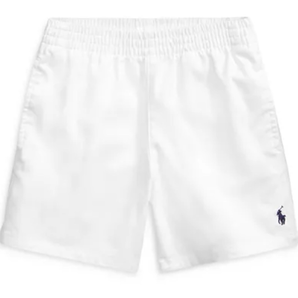 Polo by Ralph Lauren White Kids' Elastic Waist Shorts with Navy Pony